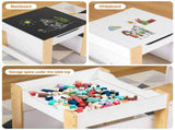 Keezi Kids Table and Chair Set, 4 in 1 Wooden Activity Table with Bookcase, Storage Box and KTC-G-BS-NT