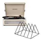 Crosley Voyager Bluetooth Portable Turntable - Dune Gadhouse Vinyl Rack Bundle - Black V398-CR8017BVR-DU4