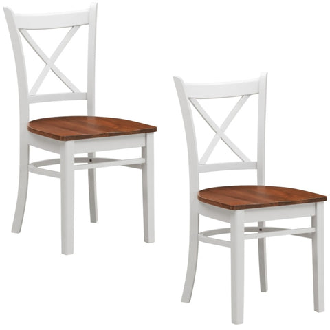 Lupin Dining Chair Set of 2 Crossback Solid Rubber Wood Furniture - White Oak V315-VOD-HOBA-03-2PC-KIT