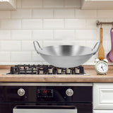 Heavy Duty Plated Silver Stainless Steel Wok for All Stoves - Easy to Move, Wide Use V1366-AZ2-W-17370