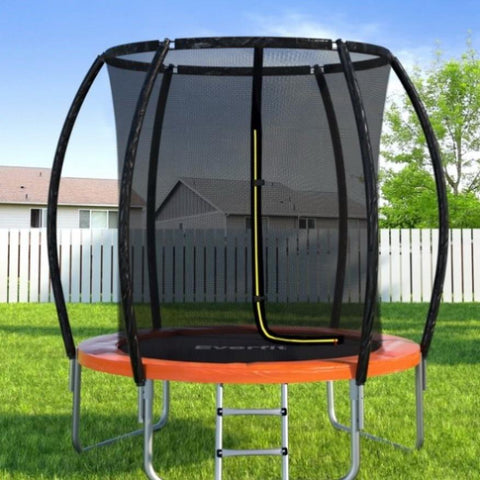 Everfit 6FT Trampoline for Kids w/ Ladder Trampoline Enclosure Safety Net Rebounder Orange TRAMPO-C-C6-OR