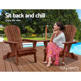 Gardeon Adirondack Outdoor Chairs Wooden Foldable Beach Chair Patio Furniture Brown FF-BEACH-NTLCHAIR-BR