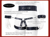 Full Body PU Leather Bondage Restraint Set with Collar, Leash, Cuffs & Harness - Adjustable Adult V888-ELOSUNG29450