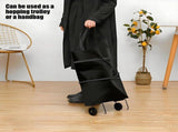 Foldable Shopping Cart With Wheels, Waterproof Oxford Bag Capacity, For Groceries Market And Travel, V1237-ZY-807-180