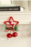 Red Star Christmas Ornament with Bells and Pinecone - Holiday Wreath Decoration 10 pieces V888-ELOSUNG10531
