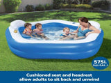 Bestway Kids Inflatable Pool Above Ground Pools Seat Cushions Cup Holder 213x206cm BW-POOL-KID-54153