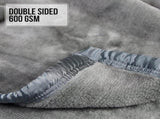 Laura Hill 600-GSM Mink Blanket Queen Size Double-Sided Soft Plush Bed Faux Throw Rug Silver MINK-SL
