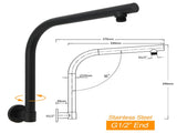 Matt Black 8" Stainless Steel Round Rain Shower Head & Gooseneck Swivel Wall Arm Set V1233-A619BKSR108B