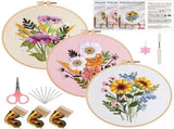 Complete Floral Embroidery For Beginners With Colorful Yarn Needles And Patterns Create Your Own V1369-AZ3-W-25412