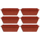 6-Pack Dark Red Plastic Flower Pots, Anti- Holders for Indoor and Outdoor Gardening V1370-AZ4-11537