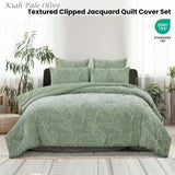 Ardor Kiah Pale Olive Textured Clipped Jacquard Quilt Cover Set King V442-INT-QUILTCS-KIAH-PALEOLIVE-KI