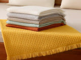 130*230CM Beige Nordic Solid Color Knitted Sofa Throw Blanket with Tassels Waffle Weave Polyester V888-ELOSUNG17037