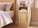 Levede Narrow Bedside Table 2 Pcs with Storage Boho Rattan Wood NI1099-2PC-AU