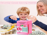 Smart ATM Piggy Bank with Password Lock & Coin Slot Educational Money Box for Kids, Saves Coins & V1107-CS-ETCQG1
