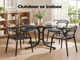 Gardeon 5PCS Outdoor Dining Set Table and Chairs Garden Patio Furniture Entwine Black ODF-DIN-5STFD-601-BK