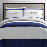 Big Sleep Yours Mine Navy Quilt Cover Set Double V442-HIN-QUILTCS-YOURSMINE-NAVY-DS