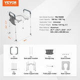 Raised Toilet Seat, 7-Position Height Adjustment 655-805 Mm, 158.7 kg Weight Capacity, with Comfort V952-SJLDSJGMTZDLV1SLQV0