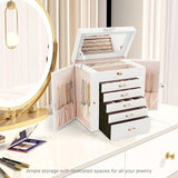 CARLA HOME 6-Layer Large Jewelry Box for Women with Drawers, Mirror, Lock, Necklace Hooks & Side LSB-36226