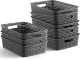 8-Pack Woven Plastic Storage Baskets for Bathroom Vanity, Kitchen Pantry & Office Desk Organization V1107-CS-FTSNK