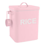 Iron Rice Container with Lid and Handle, Countertop Organizer Jar for Flour, Pet Pink M V1366-AZ2-W-27422