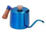 600ml Stainless Steel Manual Coffee Pot Long Narrow Spout Pour Over Kettle with Wooden HandleBlue V1294-YM0710-3118210281012
