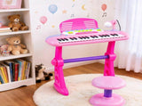 Keezi Kids Piano Keyboard 37 Keys Electronic Musical Instrument Set w/ Stool Microphone KPK-37-PK