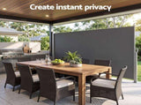 Instahut 2X3.5M Side Awning Retractable Privacy Screen Outdoor Sun Shade Grey AWN-B-SIDE-FC-2X35-DG