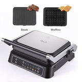 Two-in-One Electric Grill and Sandwich Maker with Interchangeable Non-Stick Plates, 180-Degree V1341-ZY-HG2QVPEG-BLACK