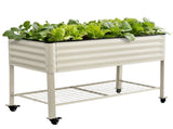 Green Fingers Mobile Raised Garden Bed With Wheels Storage Shelf 81cm Height for Vegetables Herb GB-AG-PLAT-WLS-WH
