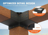 Pergola Bracket Kit 152x152mm, 4pcs 3-Way Heavy Duty Corner Bracket Woodworks DIY Post Base Kit, V952-LPJJST4PCS6XOAPMSV0