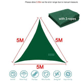 5x5x5m Waterproof Outdoor Sun Sail UV-Protective Triangle Shade Net for Camping Garden Terrace and V1188-MS-325-1256