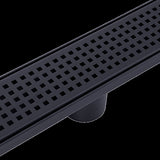 1000mm Bathroom Shower Black Grate Drain w/Centre outlet Floor Waste Square Pattern V63-832931