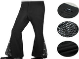 M size Men's 70s Disco Costume Set - Colorful Plaid shirt with Black Bell Bottom Pants & V888-ELOSUNG56246-6