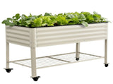 Green Fingers Mobile Raised Garden Bed With Wheels Storage Shelf 81cm Height for Vegetables Herb GB-AG-PLAT-WLS-WH