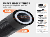 6AN Fuel Line Kit, 7.62 m Fuel Hose Kit, Nylon Stainless Steel Braided PTFE Fuel Line Kit, V952-QCYYRYRG15G26J9HMV0
