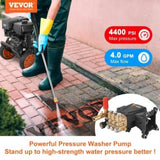 VEVOR Pressure Washer Pump, 25.4 mm Shaft Horizontal Triplex Plunger, 4400 PSI, 4 GPM, Replacement V952-HZQZBHZ1INCH4AEKKV0