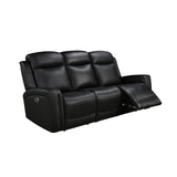 3-2-1 Seater Electric Leather/PVC Black Recliner Set V43-SET-FNX-3R-2R-1RBL