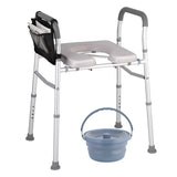 White Heavy Duty Bedside Commode, Raised Toilet Seat, Shower Chair, Adjustable Height 75.5-88cm V178-68995