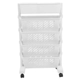 Multi Tier White Book Rack Rolling Storage Shelf for Home Use V1369-AZ3-W-20613
