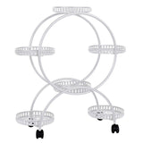 Fin White Metal Plant Stand 6-Potted Flower Pot Holder W Wheels 4 Tier Display Shelf V767-HJ-ZT112-WT