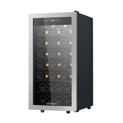 Devanti Wine Fridge Cooler 42 Bottles WC-C-42B-SS-BK