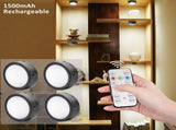 AIBOO Rechargeable Cabinet Lights, 6 Pack Puck Lights, 3 Colour, Remote, Black V1171-CC-BOM000860