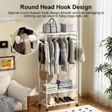 XXL Bamboo Clothes Rail Coat Rack with Wheels, Wooden Open Wardrobe Garment Organizer with Hanging V767-X8JJZ-W