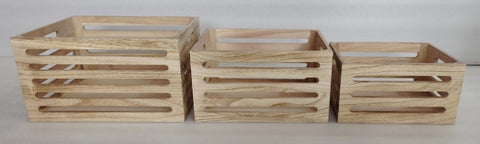 Set 3 Natural Wood Crates 40x22cm V637-WDB35964
