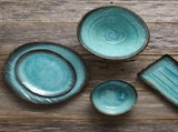 Bowl Leaf Shape 24cm Sky Blue Glaze V637-C0698