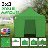 Gazebo Tent Marquee 3x3 PopUp Outdoor Wallaroo - Green GAZ-POP-3X3-GN