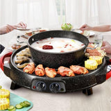 SOGA 2X 2 in 1 Electric Stone Coated Teppanyaki Grill Plate Steamboat Hotpot STEAMBOATR2ROUNDX2