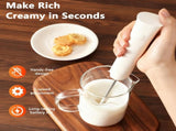 White Hands-Free Milk Frother 2000mAh Rechargeable Coffee & Drink Mixer for Latte, Cappuccino, V1107-CS-DDDDQ