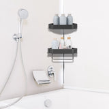 1 Set Shower Shelf Dark Grey Aluminum Shampoo Holder Corner Shelves Wall Mounted for Bathroom Use V1369-AZ3-W-15771