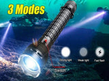 LED diving high-lumen 26650 battery professional diving V1102-124-37522-BLK-YELLOWLIGHT